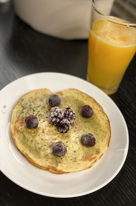فطوري اليوم 

بان كيك بالشوفان 
ثلاث ملاعق شوفا...