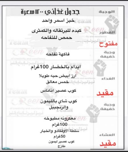 جدول يوم الاحد 1200لجميع الاجسام جددي حياتك واستمت...