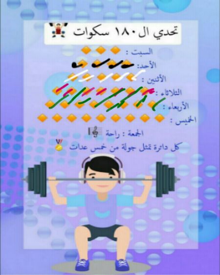 انهيت تمارين تحدي هذا الاسبوع اسكوات صارت التمارين...